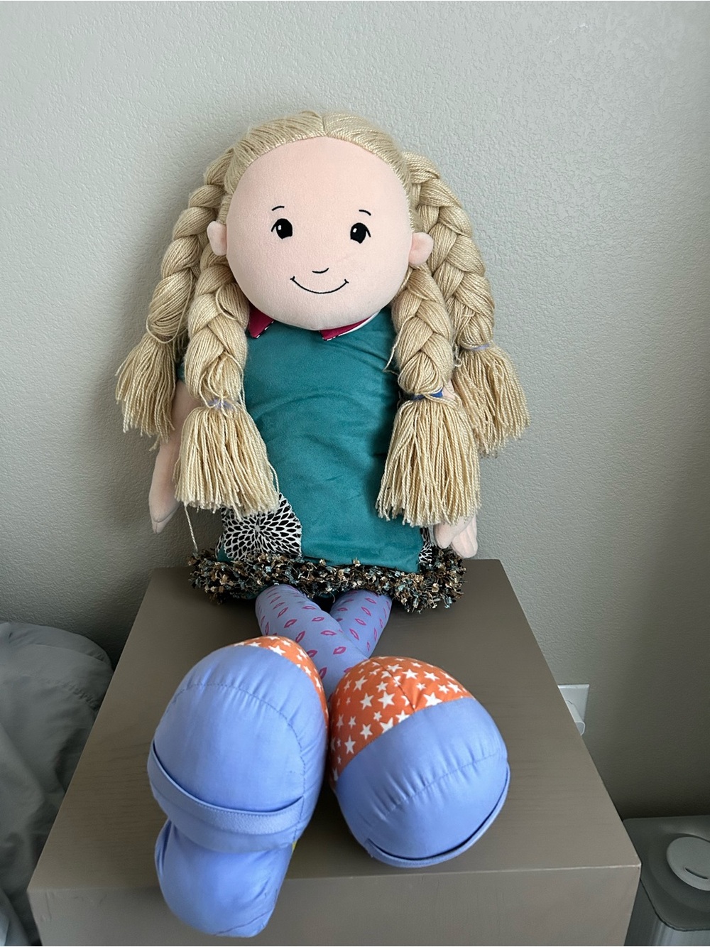 Groovy girls Plush Rag Doll in Teal Dress with Blonde Braids - Kids Toy 40” appr